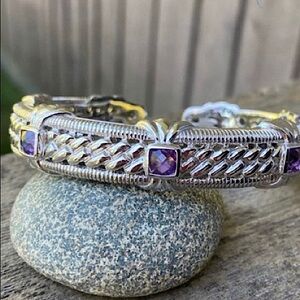 JUDITH RIPKA Bracelet Amethyst 925 Sterling Silver Hinged Cuff